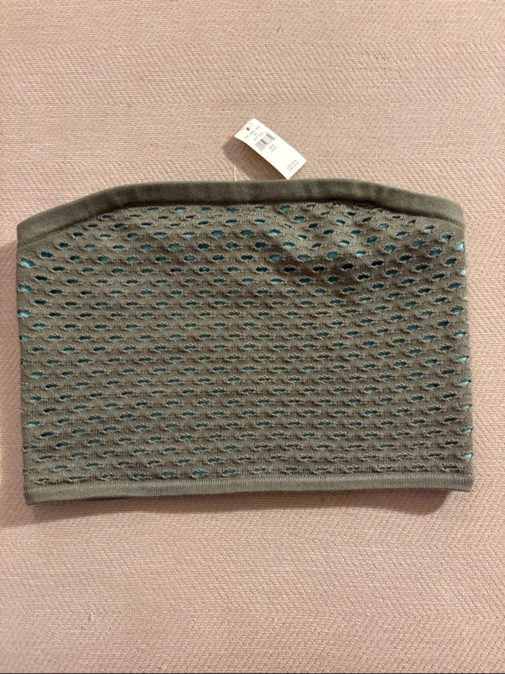 aerie army green knit tube crop top